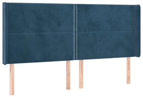 Κρεβάτι Boxspring με Στρώμα &amp; LED Σκ. Μπλε 180x200εκ. Βελούδινο - Μπλε