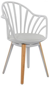 Καρέκλα-Πολυθρόνα τραπεζαρίας ANAIS Λευκή με Ξύλινα πόδια 60x61x85,5εκ. 2αδα 60x61x85.5 εκ.
