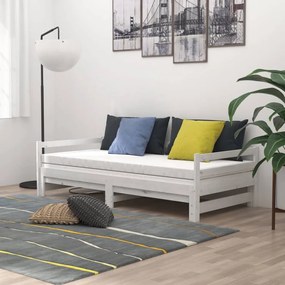 vidaXL Καναπές Κρεβάτι Συρόμενος Λευκός 2x(90x200) εκ. Ξύλο Πεύκου