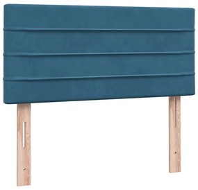 Κρεβάτι Boxspring με Στρώμα Σκούρο Μπλε 100x210 εκ. Βελούδινο - Μπλε