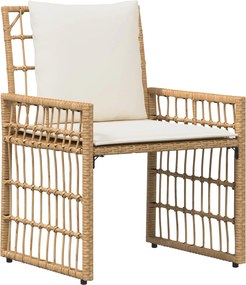 vidaXL Σετ Εξωτερικών Επίπλων 3 pcs Φυσικό και Κρέμα Λευκό