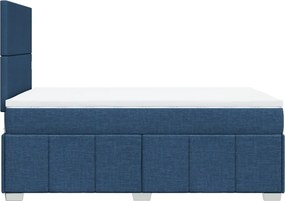 vidaXL Κρεβάτι Boxspring με Στρώμα Μπλε 120x200 εκ. Υφασμάτινο