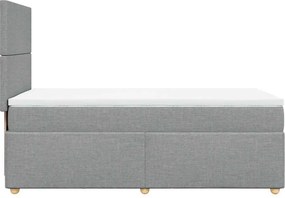 vidaXL Κρεβάτι Boxspring με Στρώμα Ανοιχτό Γκρι 100x200 εκ. Υφασμάτινο