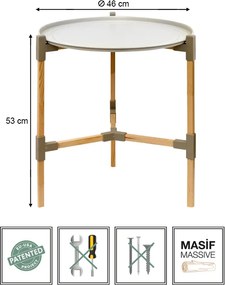 Τραπεζάκι βοηθητικό ξύλινο - πλαστικό χρώμα μπεζ Φ46x53εκ.