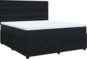 vidaXL Κρεβάτι Boxspring με Στρώμα Μαύρο 180x200 εκ. Βελούδινο