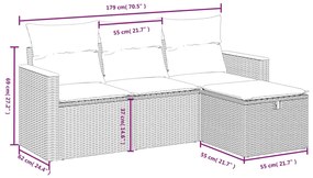 vidaXL Σετ Καναπέ Κήπου 4 τεμ. Μπεζ Συνθετικό Ρατάν με Μαξιλάρια