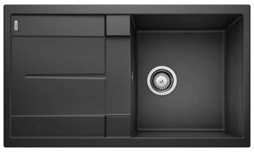 Blanco Metra 5 S Black SILGRANIT™ PuraDur™ Γρανιτένιος Νεροχύτης Ένθετος Αντιστρεφόμενος με 1 Γούρνα και Ποδιά 86x50cm