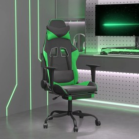Καρέκλα Gaming Μασάζ Υποπόδιο Μαύρο/Πράσινο από Συνθετικό Δέρμα