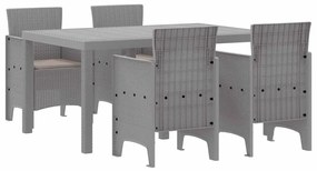 vidaXL Σέτ φαγητού για κήπο 5 pcs Ανοιχτό γκρι Rattan Polt