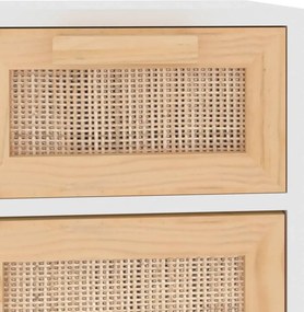 vidaXL Ντουλάπι Λευκό 60 x 30 x 75 εκ. Μασίφ Πεύκο &amp; Φυσικό Ρατάν