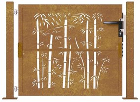 vidaXL Πόρτα Κήπου από Μπαμπού με Σχέδιο Ατσάλι Corten 100x75 εκ.