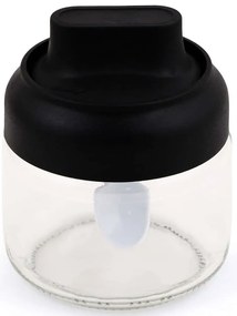 Βάζα Μπαχαρικών (Σετ 12Τμχ) 430KSV1484 10x10x9,5cm 300ml Clear-Black Hermia Γυαλί