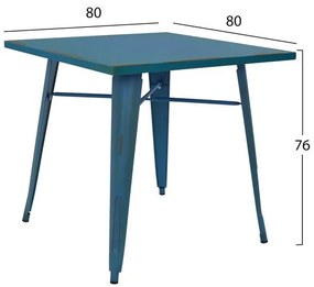 ΤΡΑΠΕΖΙ ΜΕΤΑΛΛΙΚΟ ΣΕ ΧΡΩΜΑ ΜΠΛΕ ΠΑΤΙΝΑ  80X80X76