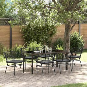 vidaXL Σέτ φαγητού για κήπο 7 pcs Μαύρο συνθετικό ρατάν