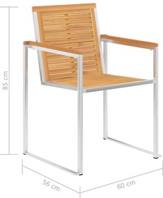 Καρέκλες Κήπου 2 τεμ. από Μασίφ Ξύλο Teak/Ατσάλι με Μαξιλάρια 3061516