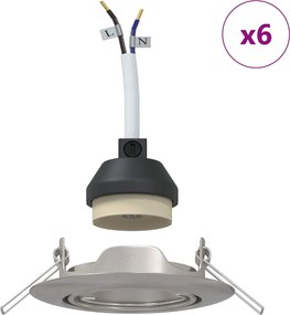 vidaXL Σποτ 6 pcs Ασημί 9 x 9 x 2.5 εκ. Μέταλλο