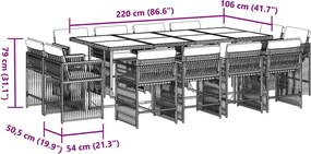 vidaXL Σετ Τραπεζαρίας Κήπου 13 τεμ. Καφέ από Συνθ. Ρατάν με Μαξιλάρια