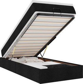 vidaXL Οθωμανικό κρεβάτι με στρώμα Μαύρο 100x200cm Ύφασμα
