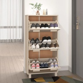 vidaXL Παπουτσοθήκη HAMAR Καφέ Μελί 59,5x35x117 εκ. Μασίφ Ξύλο Πεύκου