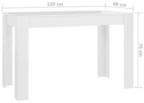 Τραπεζαρία Γυαλιστερό Λευκό 120 x 60 x 76 εκ. από Επεξ. Ξύλο - Λευκό