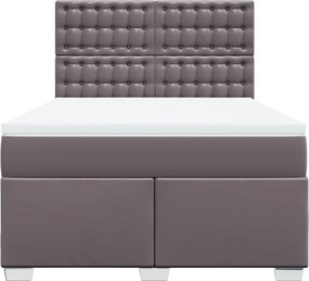 vidaXL Κρεβάτι Boxspring με Στρώμα Γκρι 160x200εκ. από Συνθετικό Δέρμα