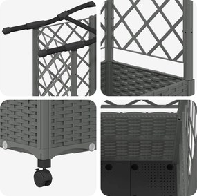 vidaXL Ανυψωμένο Κρεβάτι με Πέργκολα και Οροφή Ανοιχτό γκρι PP
