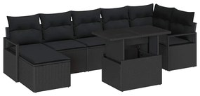 vidaXL Σετ Καναπέ Κήπου με μαξιλάρι 8 pcs Μαύρο