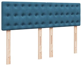 vidaXL Κρεβάτι Boxspring με Στρώμα Μπλε 140x200 εκ. Βελούδινο