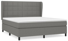 Κρεβάτι Boxspring με Στρώμα Σκούρο Γκρι 180x200 εκ Υφασμάτιν - Γκρι