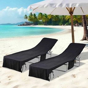 vidaXL Πετσέτες ξαπλώστρας 2 pcs Μαύρο 210 x 75 cm
