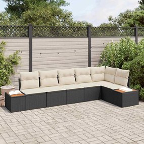 vidaXL Σετ Καναπέ Κήπου 6 pcs Μαύρο και κρεμ 319 x 154 x 85 εκ.