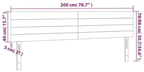 Κεφαλάρι Κρεβατιού LED Ανοιχτό Γκρι 200x5x78/88 εκ. Βελούδινο 3121818