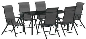 vidaXL Σέτ φαγητού για κήπο Ρυθμιζόμενο ύψος 7 pcs Γκρι Πολυ ράταν