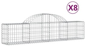 Συρματοκιβώτια Τοξωτά 8 τεμ. 200x30x40/60 εκ. Γαλβαν. Ατσάλι - Ασήμι