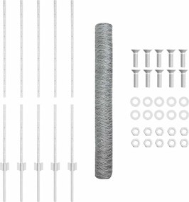 vidaXL Εξαγωνική Φράχτη με Στύλο 10 x 1,2 μ Γαλβανισμένος Χάλυβας
