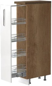 Επιδαπέδιο ντουλάπι ψηλό Raval K14-30-1KZ-Φυσικό σκούρο - Λευκό γυαλιστερό