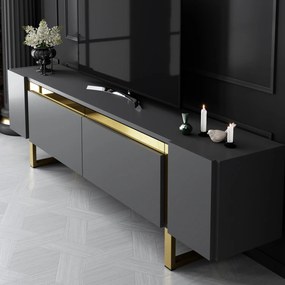 Έπιπλο Τηλεόρασης Ανθρακί / Χρυσό SEFEL 180x30x16