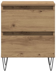 vidaXL Κομοδίνα 2 τεμ Ξύλο Δρυός 40x35x50 εκ Μηχανικά Ξύλα
