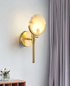 Stewehome Μοντέρνο Χρυσό LED Επιτοίχιο Απλίκ με Μαρμάρινη Σφαίρα 30x13 cm