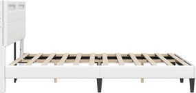vidaXL Σκελετός Κρεβατιού με κεφαλάρι Λευκό 160 x 200 cm Τεχνητό Δέρμα