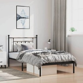 vidaXL Πλαίσιο Κρεβατιού με Κεφαλάρι Μαύρο 100 x 200 εκ. Μεταλλικό