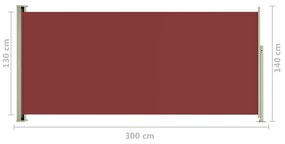 Σκίαστρο Πλαϊνό Συρόμενο Βεράντας Κόκκινο 140 x 300 εκ. - Κόκκινο