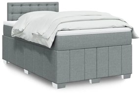 vidaXL Κρεβάτι Boxspring με Στρώμα Ανοιχτό Γκρι 120x190 εκ. Υφασμάτινο