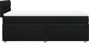 vidaXL Κρεβάτι Boxspring με Στρώμα Μαύρο Single Υφασμάτινα