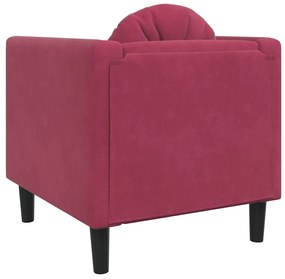 vidaXL Πολυθρόνα Μπορντό Βελούδινη με Μαξιλάρι