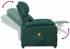 vidaXL Πολυθρόνα Μασάζ Σκούρο Πράσινο Υφασμάτινη