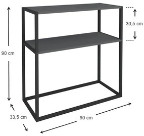 Κονσόλα Castel Megapap μεταλλική - μελαμίνης χρώμα μαύρο - ανθρακί 90x33,5x90εκ.