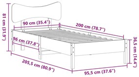 Σκελετός Κρεβ. Χωρίς Στρώμα Καφέ Κεριού 90x200 εκ Μασίφ Πεύκο - Καφέ