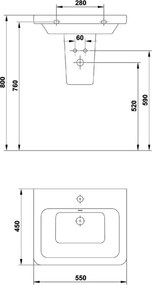 Gala Street Square 0504001 - Νιπτήρας μπάνιου 55X45