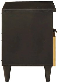 vidaXL Κομοδίνο Μαύρο και Χρυσό 40 x 33 x 46 εκ. Μασίφ ξύλο μάνγκο